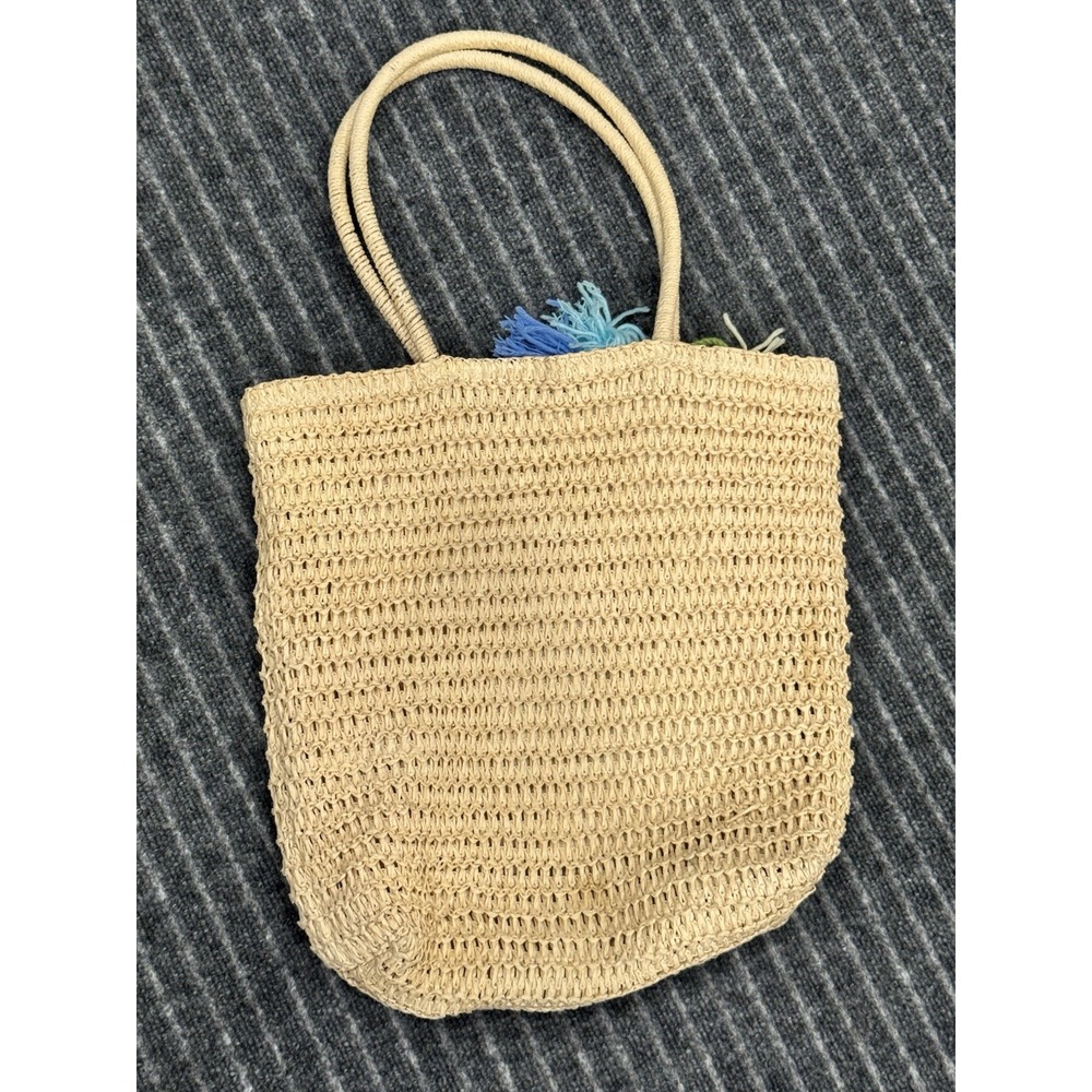 Women's Woven Tote Handbag Straw Beach Shoulder Bag for Summer Vacation Travel - Picture 2 of 5